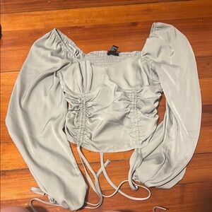 Forever 21 light green Puff Sleeve Ruched Blouse